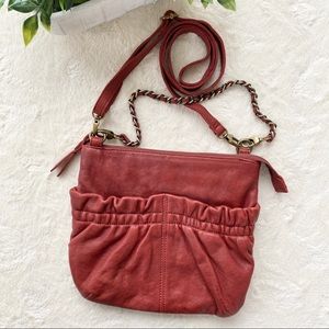 Hobo international red ruffle leather crossbody